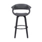 31" Gray And Black Faux Leather And Solid Wood Swivel Low Back Bar Height Bar Chair With Footrest By Homeroots
