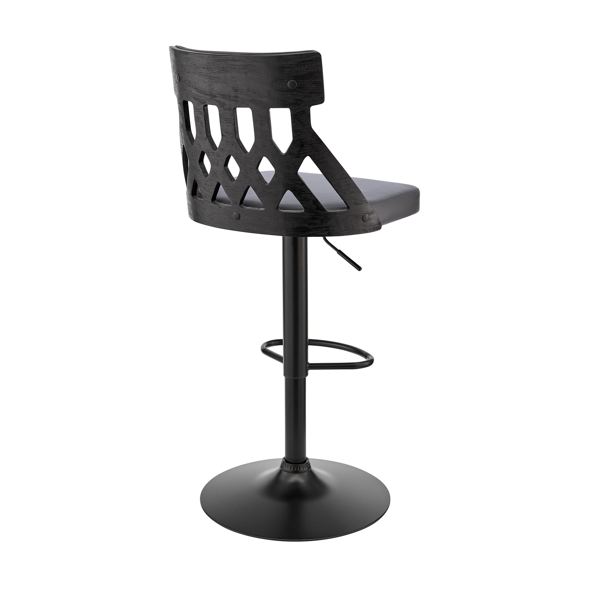 Adjustable Gray Faux Leather and Black Lattice Bar Stool By Homeroots | Bar Stools | Modishstore - 5
