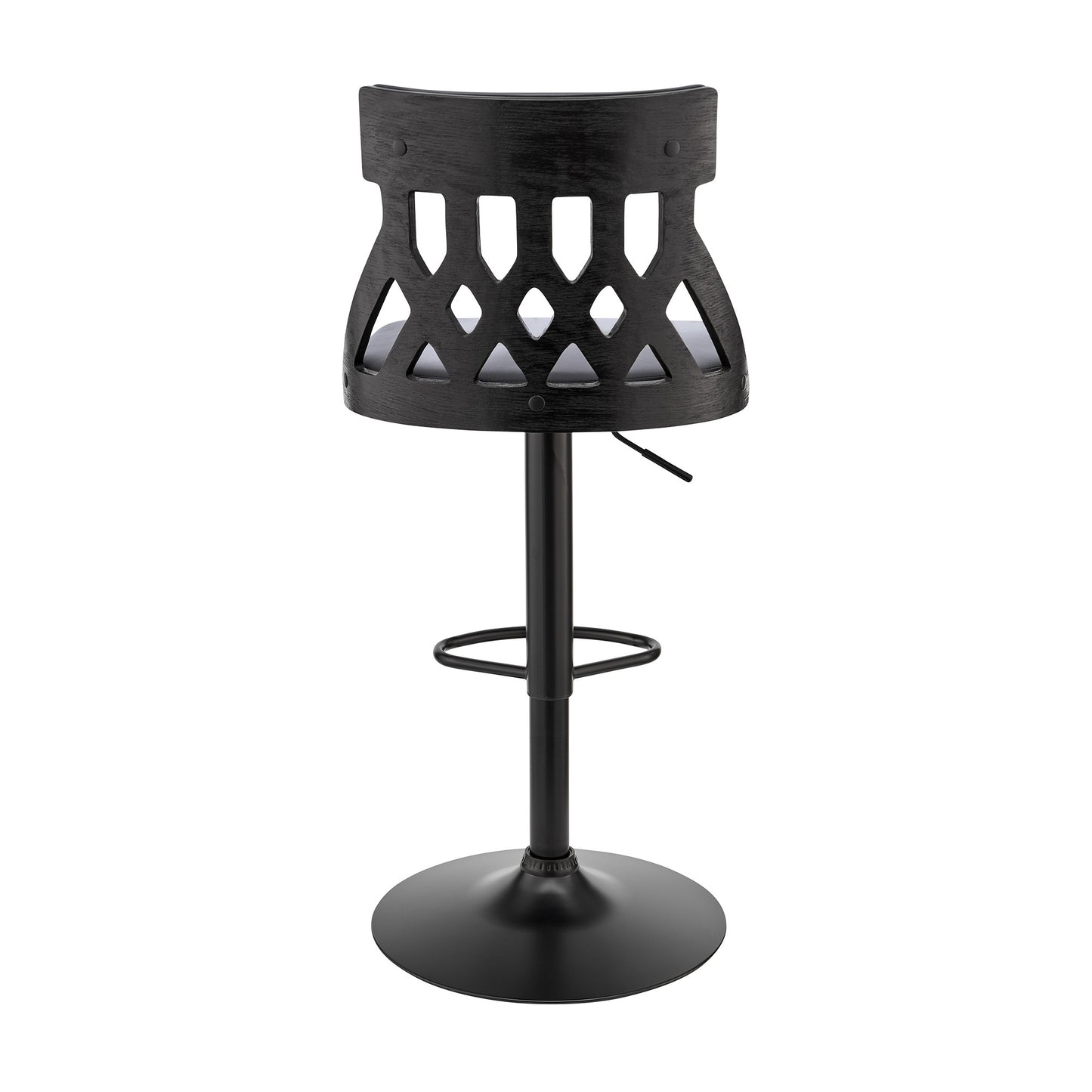 Adjustable Gray Faux Leather and Black Lattice Bar Stool By Homeroots | Bar Stools | Modishstore - 6