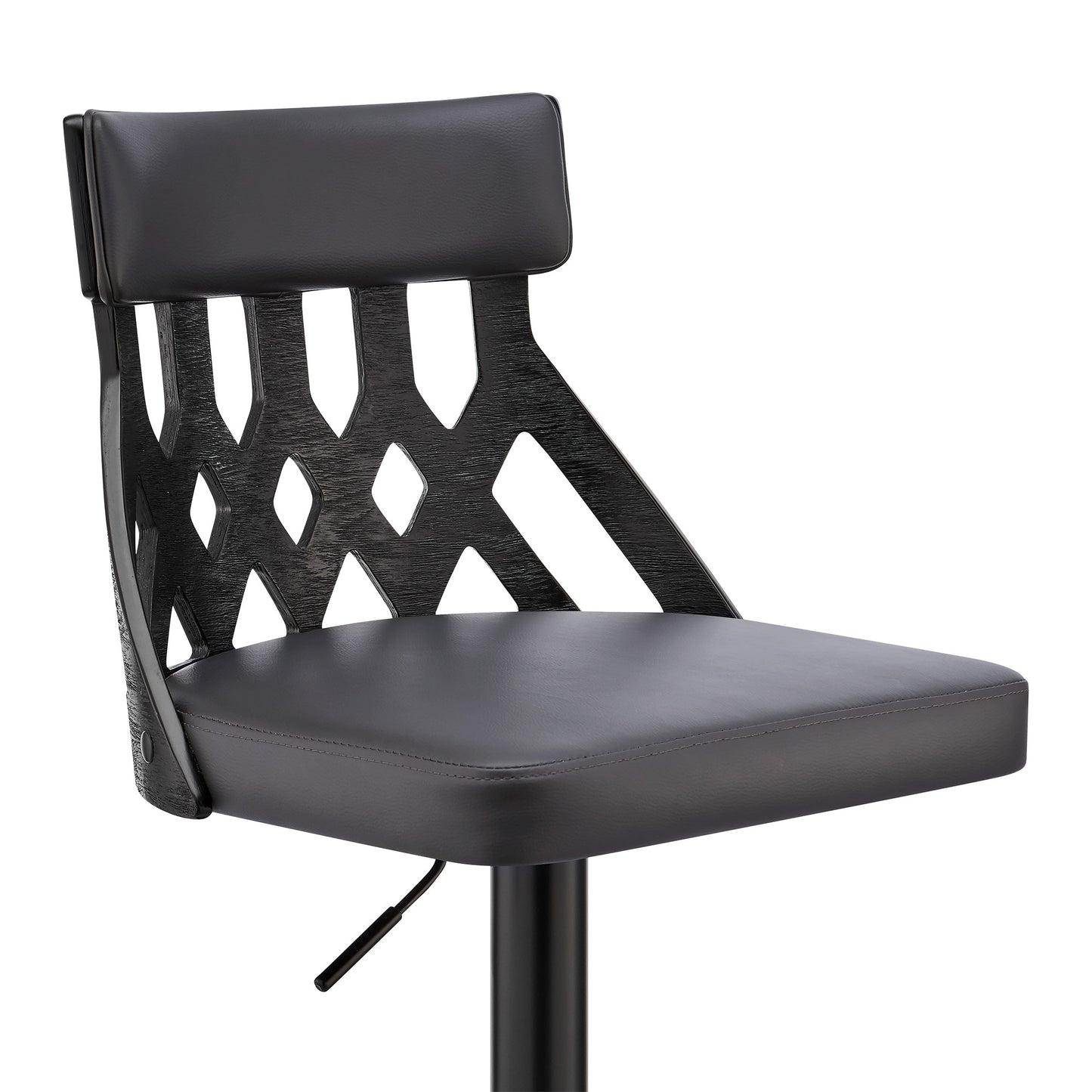 Adjustable Gray Faux Leather and Black Lattice Bar Stool By Homeroots | Bar Stools | Modishstore - 7