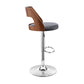 Gray Upholstered Chrome Base Adjustable Swivel Bar Stool By Homeroots | Bar Stools | Modishstore - 4