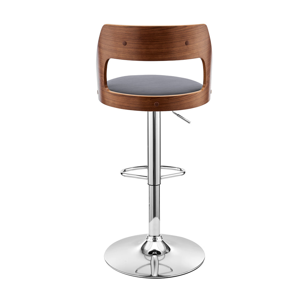 Gray Upholstered Chrome Base Adjustable Swivel Bar Stool By Homeroots | Bar Stools | Modishstore - 6