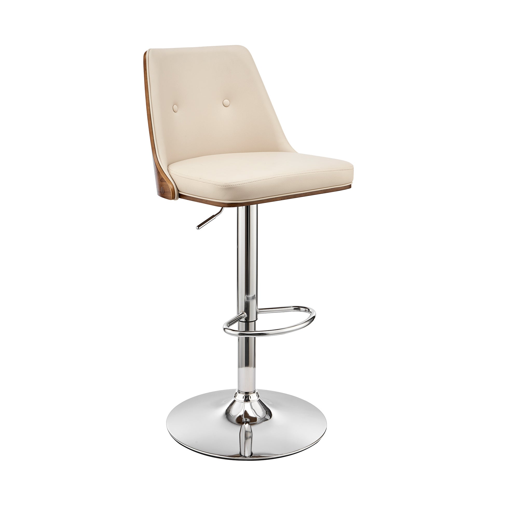 44" Cream Faux Leather And Iron Swivel Adjustable Height Bar Chair By Homeroots | Bar Stools | Modishstore