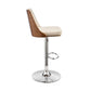 44" Cream Faux Leather And Iron Swivel Adjustable Height Bar Chair By Homeroots