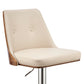44" Cream Faux Leather And Iron Swivel Adjustable Height Bar Chair By Homeroots