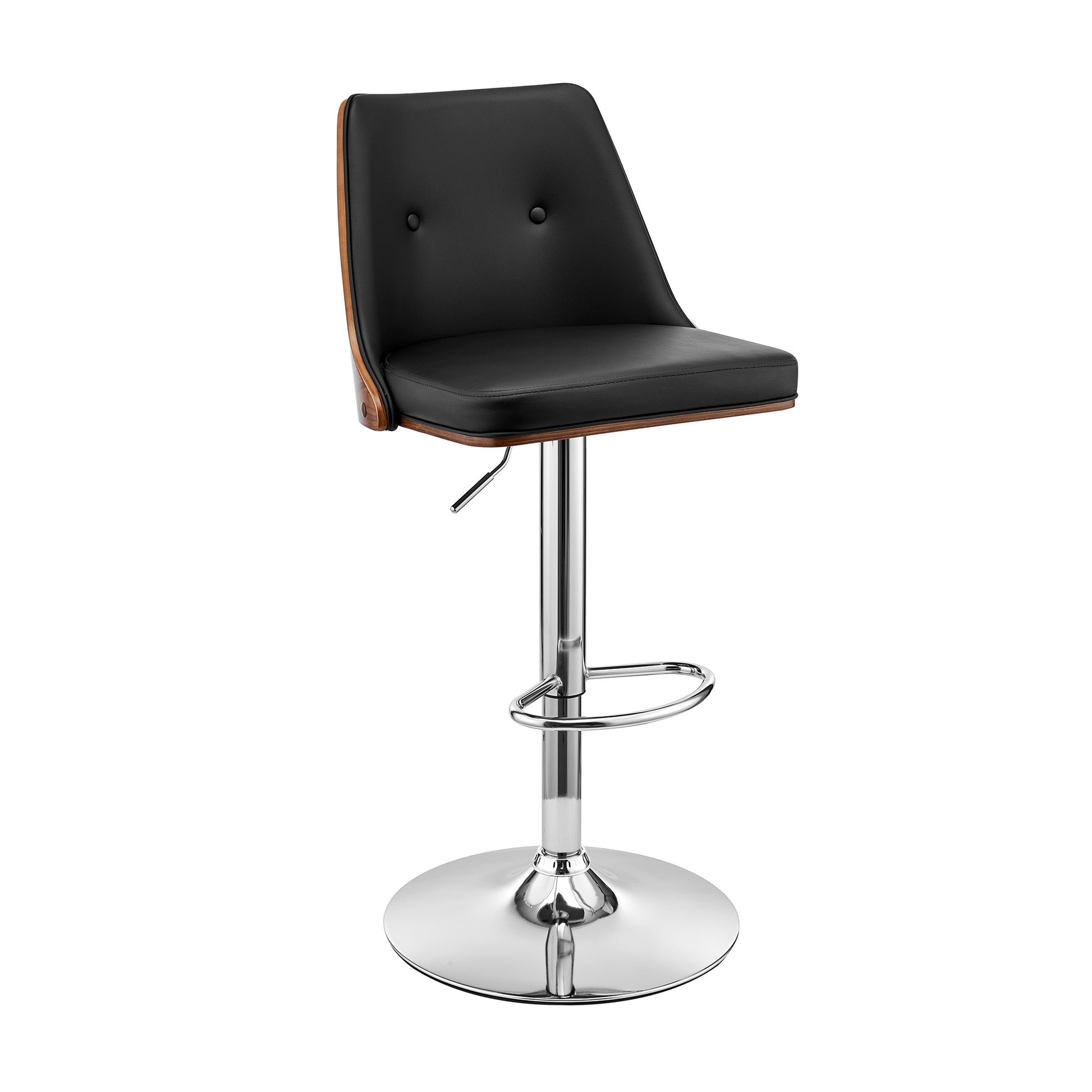44" Black Faux Leather And Iron Swivel Adjustable Height Bar Chair By Homeroots | Bar Stools | Modishstore