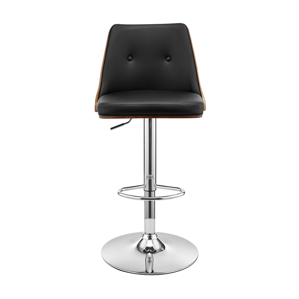 44" Black Faux Leather And Iron Swivel Adjustable Height Bar Chair By Homeroots | Bar Stools | Modishstore - 6