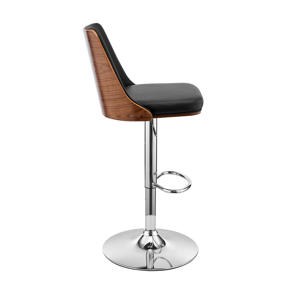 44" Black Faux Leather And Iron Swivel Adjustable Height Bar Chair By Homeroots | Bar Stools | Modishstore - 7