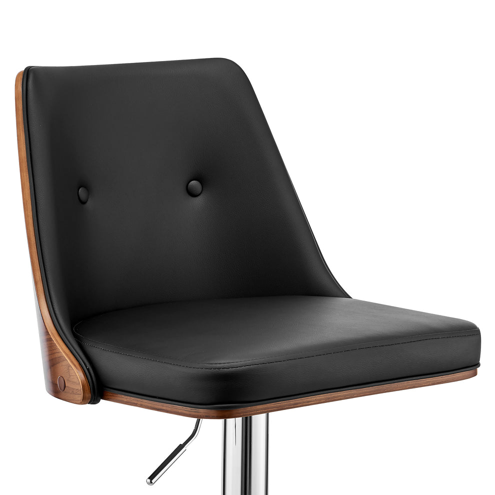 44" Black Faux Leather And Iron Swivel Adjustable Height Bar Chair By Homeroots | Bar Stools | Modishstore - 4