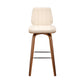 38" Cream Faux Leather  Wood Swivel Bar Height Chair By Homeroots