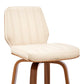 38" Cream Faux Leather Wood Swivel Bar Height Chair By Homeroots | Bar Stools | Modishstore - 7