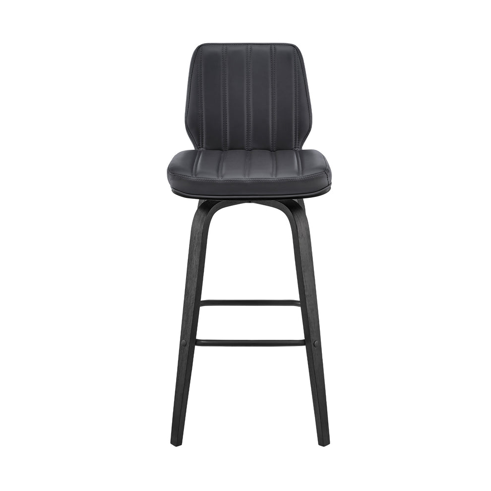 38" Gray Faux Leather And Iron Swivel Bar Height Chair By Homeroots | Bar Stools | Modishstore - 2