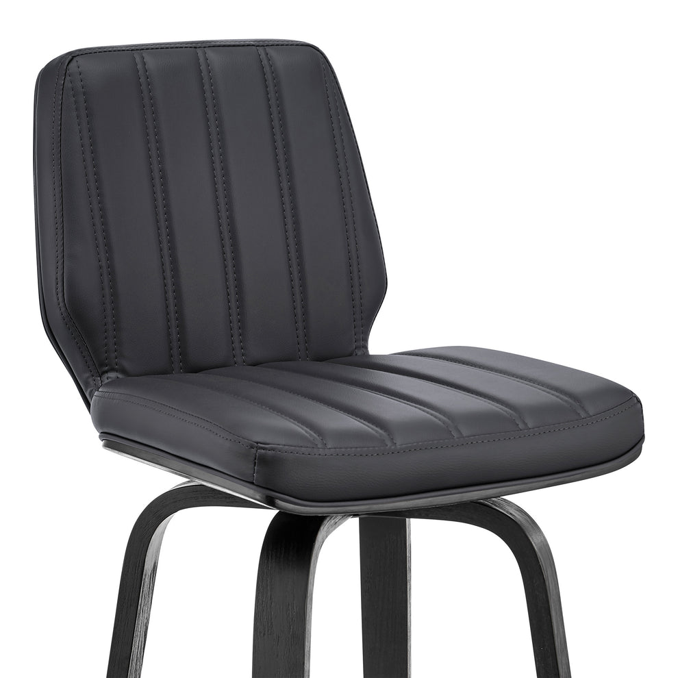 38" Gray Faux Leather And Iron Swivel Bar Height Chair By Homeroots | Bar Stools | Modishstore - 7