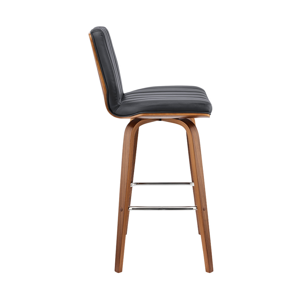 38" Dark Gray Faux Leather And Wood Swivel Bar Height Chair By Homeroots | Bar Stools | Modishstore - 3