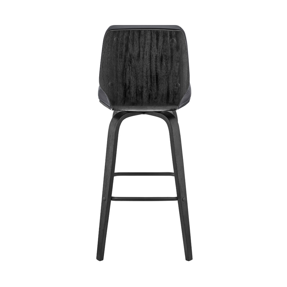 42" Gray Faux Leather And Iron Swivel Bar Height Chair By Homeroots | Bar Stools | Modishstore - 6
