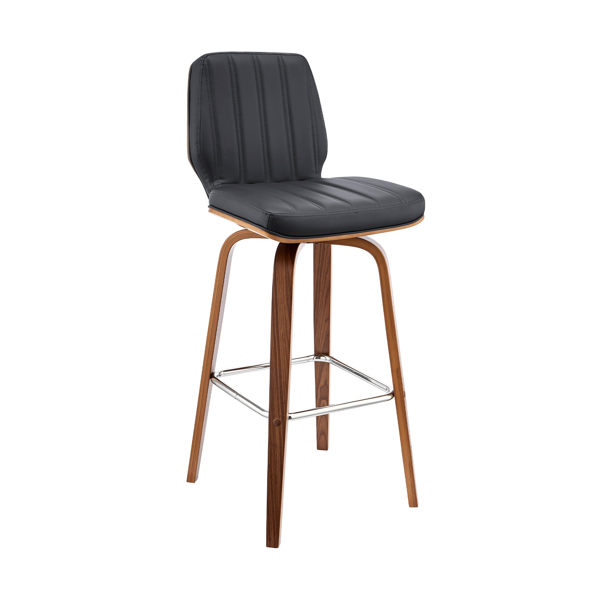 42" Dark Gray Faux Leather And Wood Swivel Bar Height Chair By Homeroots | Bar Stools | Modishstore