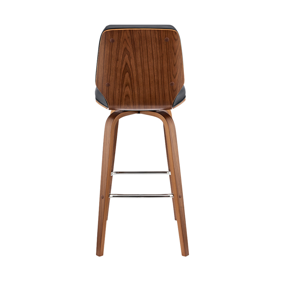 42" Dark Gray Faux Leather And Wood Swivel Bar Height Chair By Homeroots | Bar Stools | Modishstore - 5