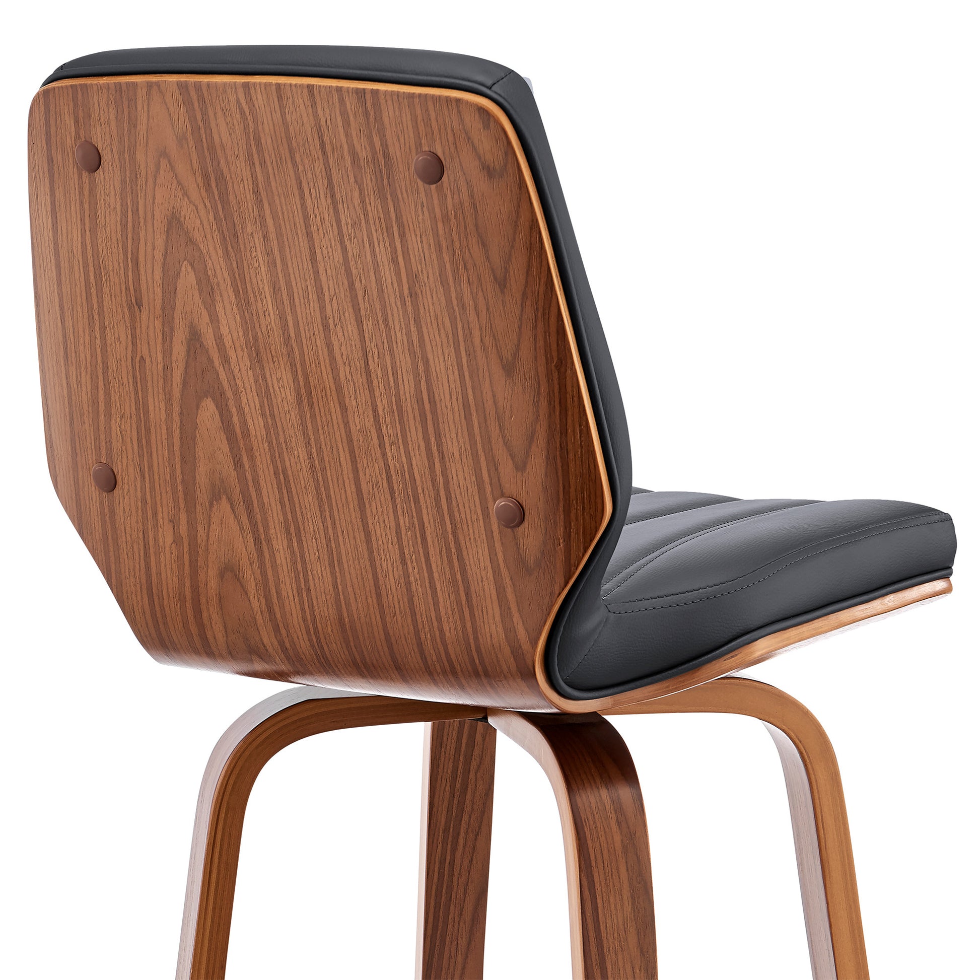 42" Dark Gray Faux Leather And Wood Swivel Bar Height Chair By Homeroots | Bar Stools | Modishstore - 8