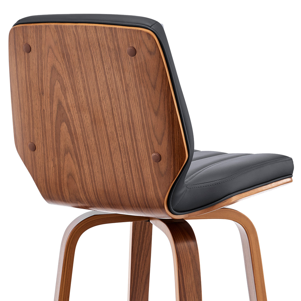 42" Dark Gray Faux Leather And Wood Swivel Bar Height Chair By Homeroots | Bar Stools | Modishstore - 8
