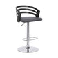 Gray Faux Leather Black Wood and Chrome Adjustable Swivel Bar Stool By Homeroots | Bar Stools | Modishstore - 2