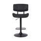 Adjustable Black Tufted Faux Leather and Black Wood Swivel Barstool. By Homeroots | Bar Stools | Modishstore - 3