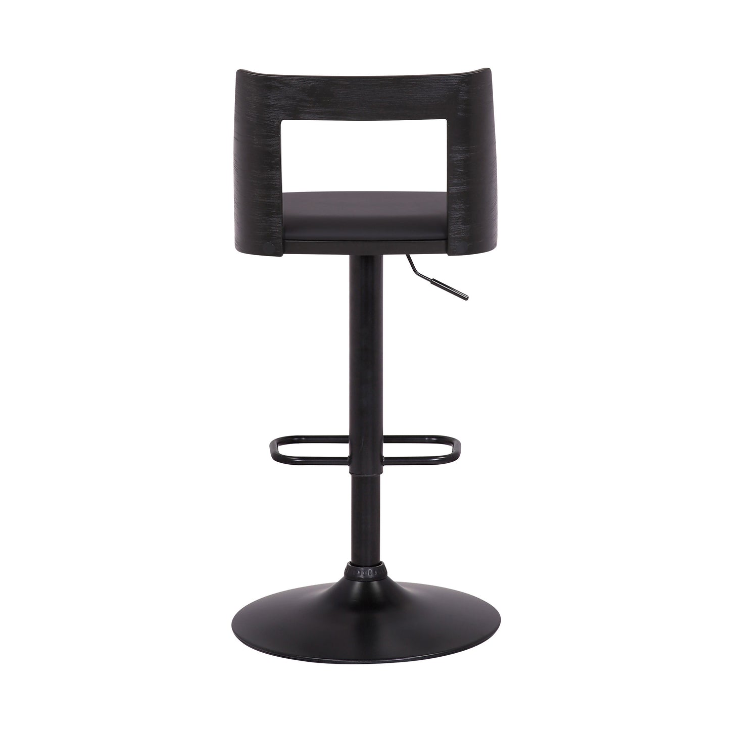 42" Black Faux Leather And Iron Swivel Adjustable Height Bar Chair By Homeroots | Bar Stools | Modishstore - 6