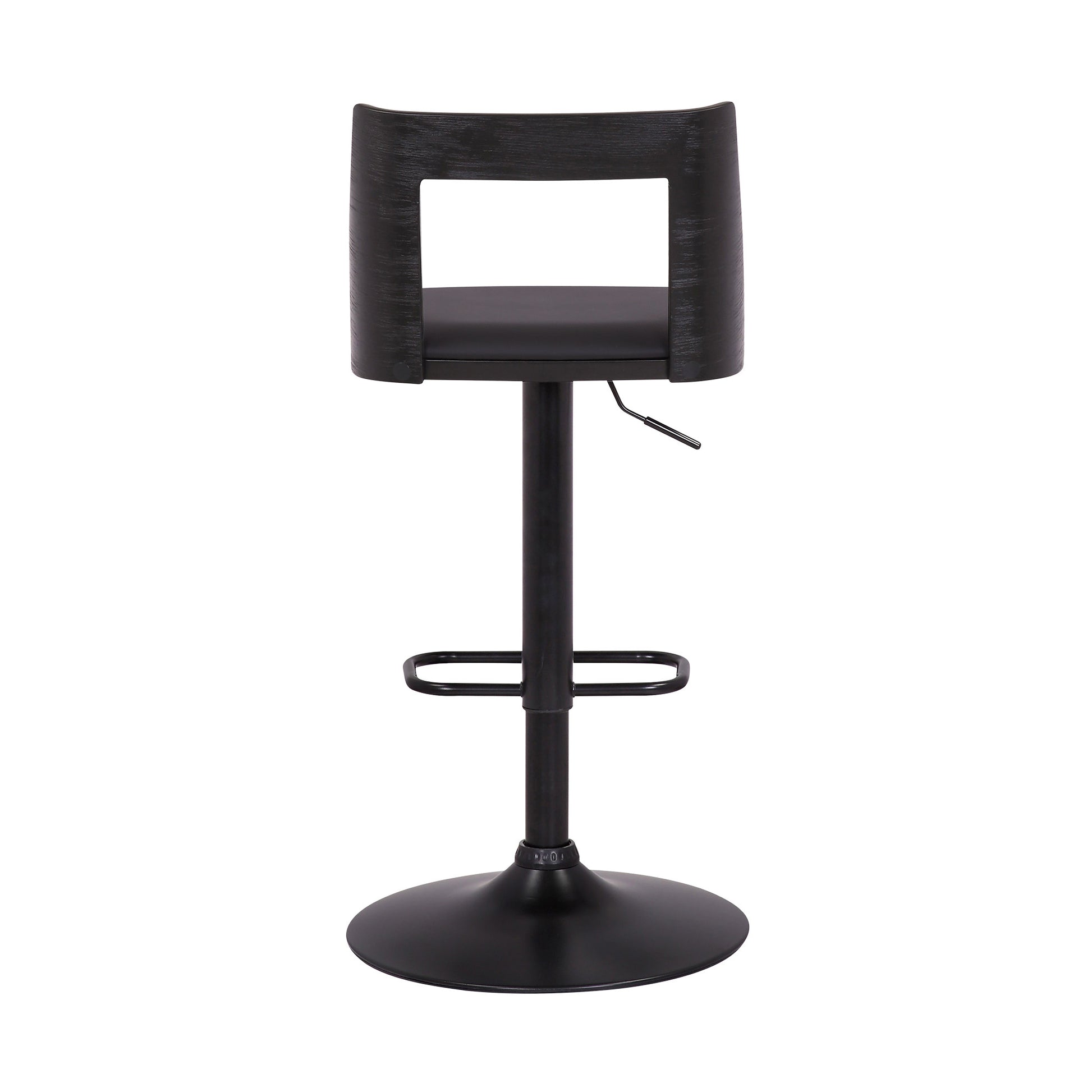 42" Black Faux Leather And Iron Swivel Adjustable Height Bar Chair By Homeroots | Bar Stools | Modishstore - 6