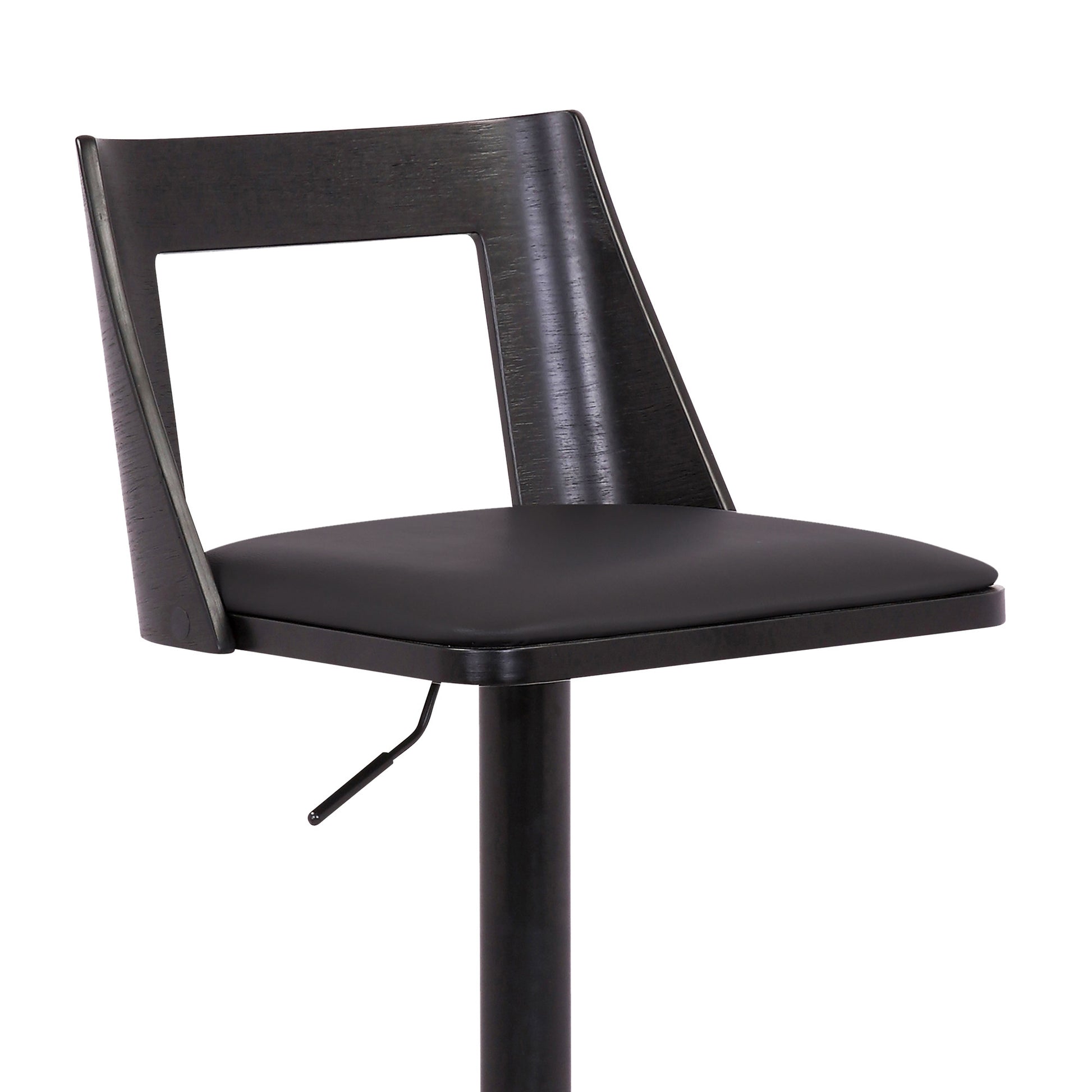 42" Black Faux Leather And Iron Swivel Adjustable Height Bar Chair By Homeroots | Bar Stools | Modishstore - 7