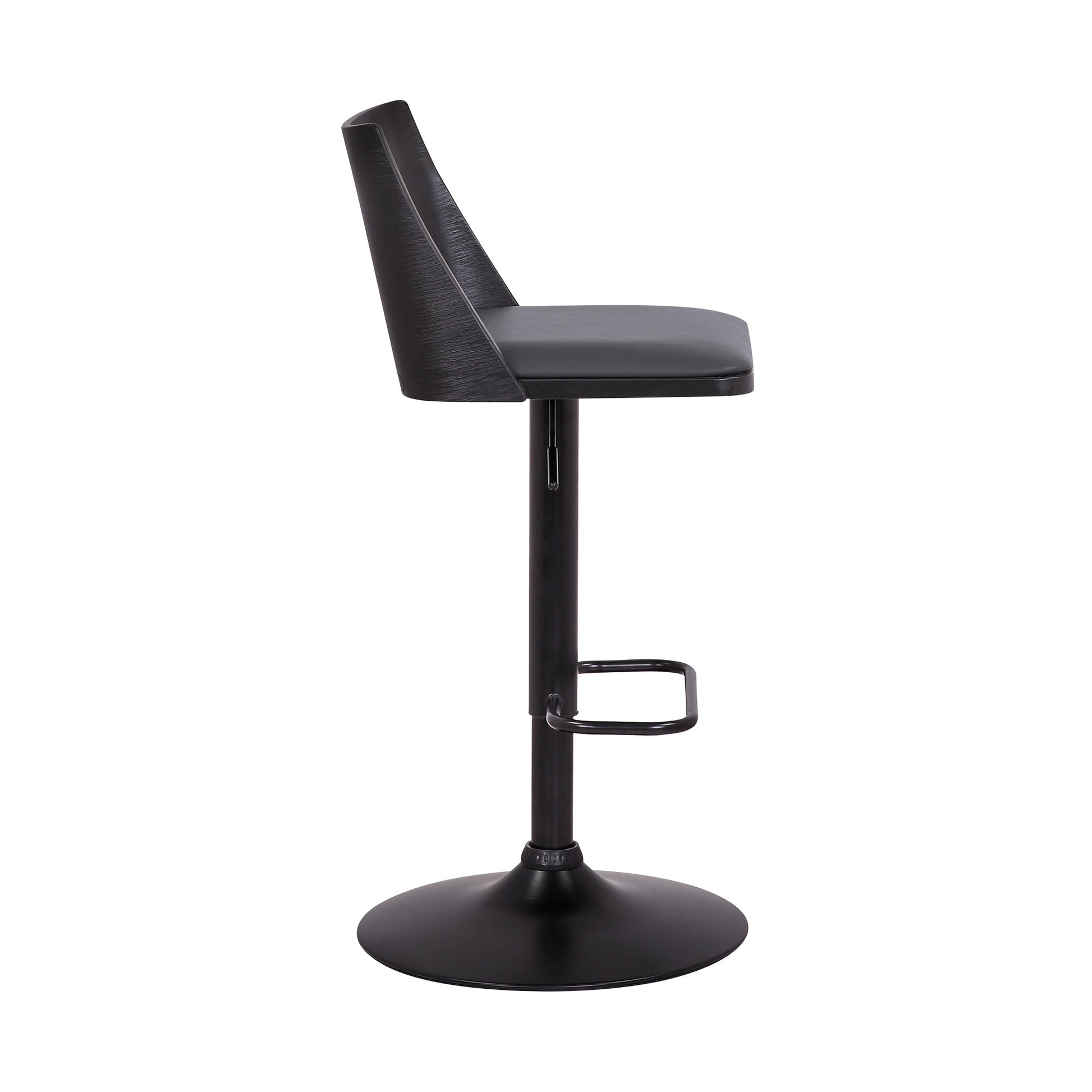 42" Gray And Black Faux Leather Swivel Adjustable Height Bar Chair With Footrest By Homeroots | Bar Stools | Modishstore