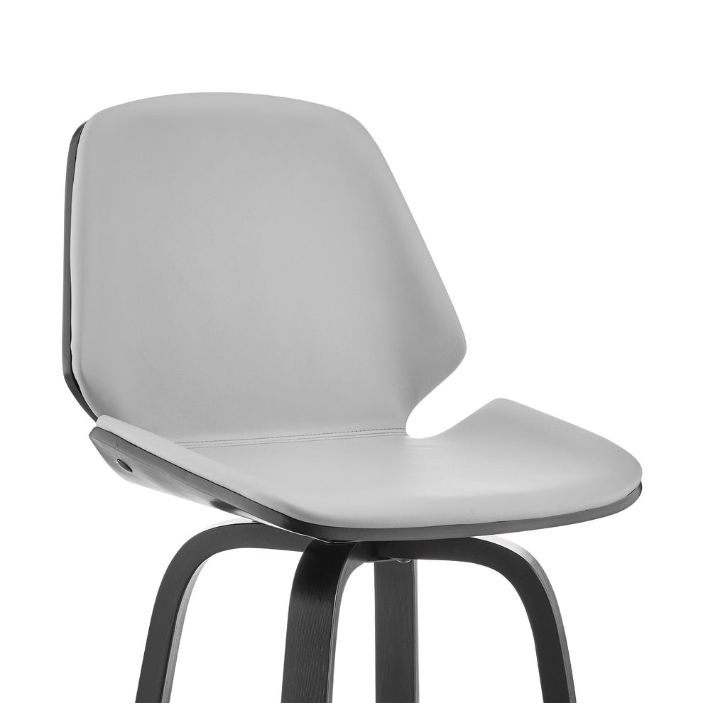 26" Gray Faux Leather Swivel Seat Wooden Bar Stool By Homeroots | Bar Stools | Modishstore - 7