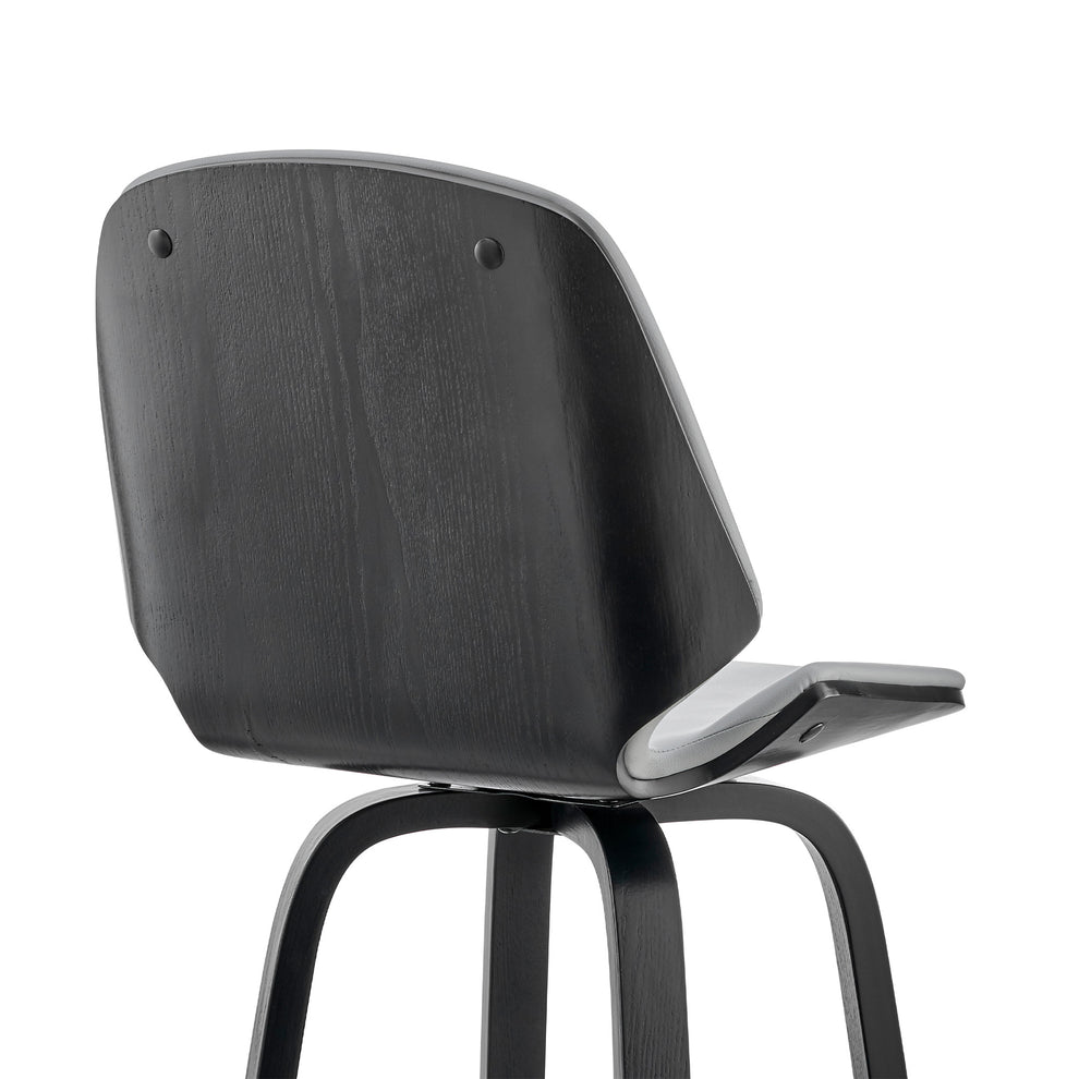 26" Gray Faux Leather Swivel Seat Wooden Bar Stool By Homeroots | Bar Stools | Modishstore - 8