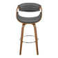 30" Grey Faux Leather and Walnut Wood Retro Chic Bar Stool By Homeroots | Bar Stools | Modishstore - 3