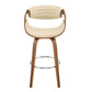 26" Cream Faux Leather and Walnut Wood Retro Chic Swivel Counter Stool By Homeroots | Bar Stools | Modishstore - 3