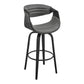 26" Grey Faux Leather and Black Wood Retro Chic Counter Stool By Homeroots | Bar Stools | Modishstore - 2