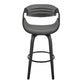 30" Grey Faux Leather and Black Wood Retro Chic Bar Stool By Homeroots | Bar Stools | Modishstore - 3