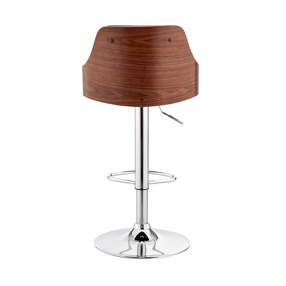 Black Faux Leather Adjustable Modern Bar Stool By Homeroots | Bar Stools | Modishstore - 6