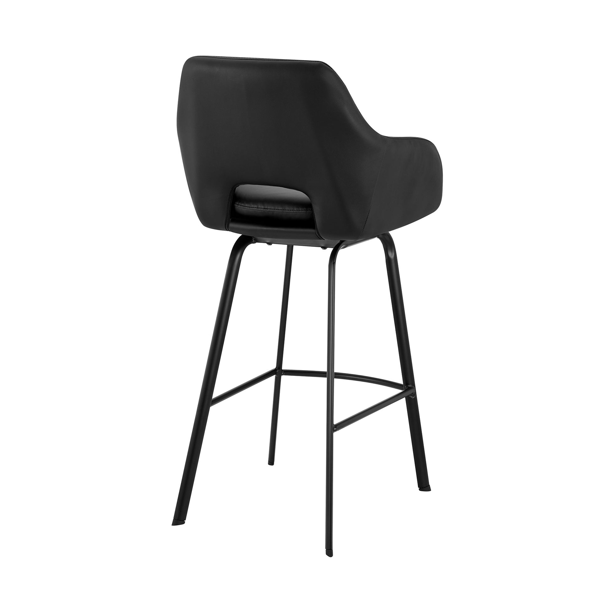 26" Black on Black Faux Leather Comfy Swivel Counter Stool By Homeroots | Bar Stools | Modishstore - 5