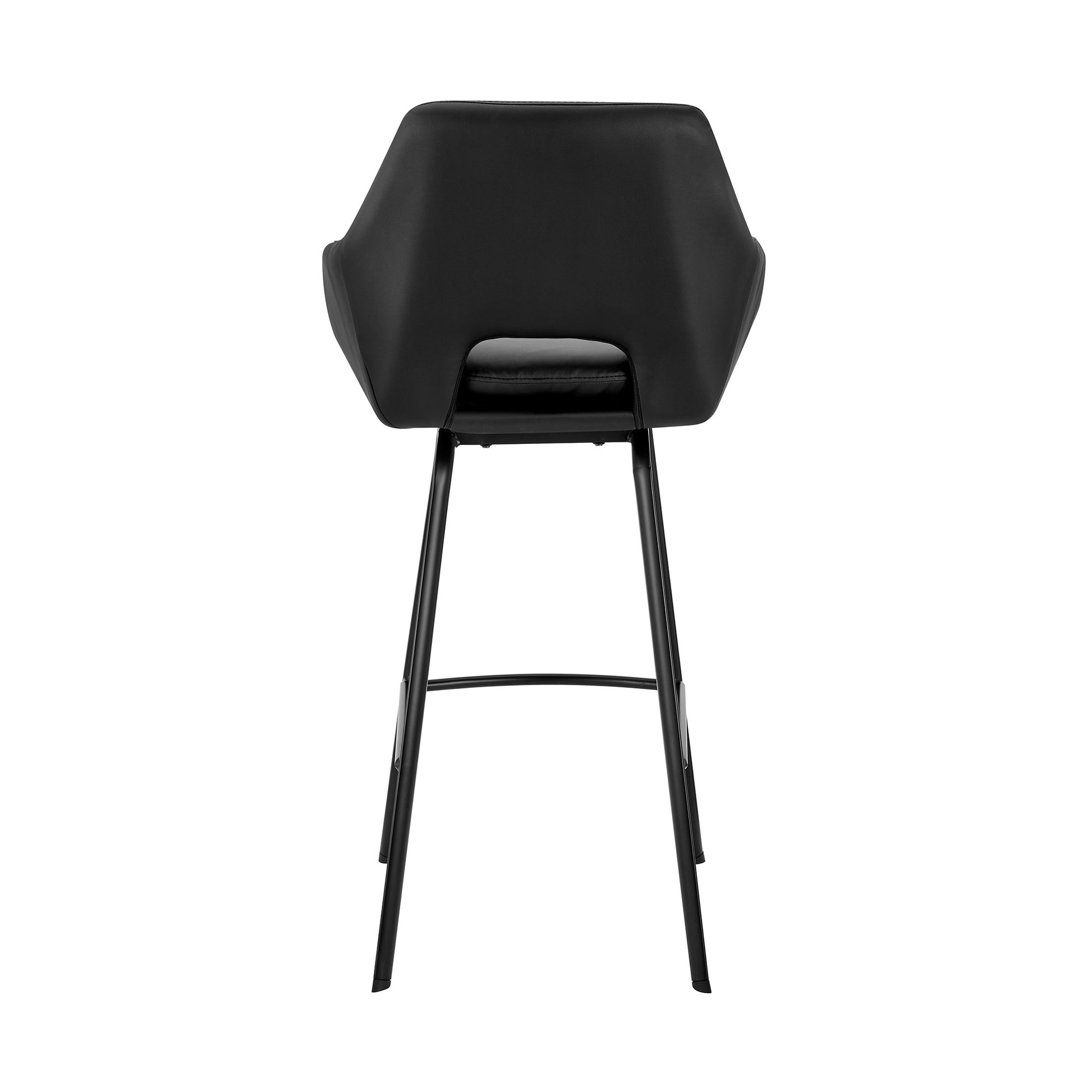 26" Black on Black Faux Leather Comfy Swivel Counter Stool By Homeroots | Bar Stools | Modishstore - 6