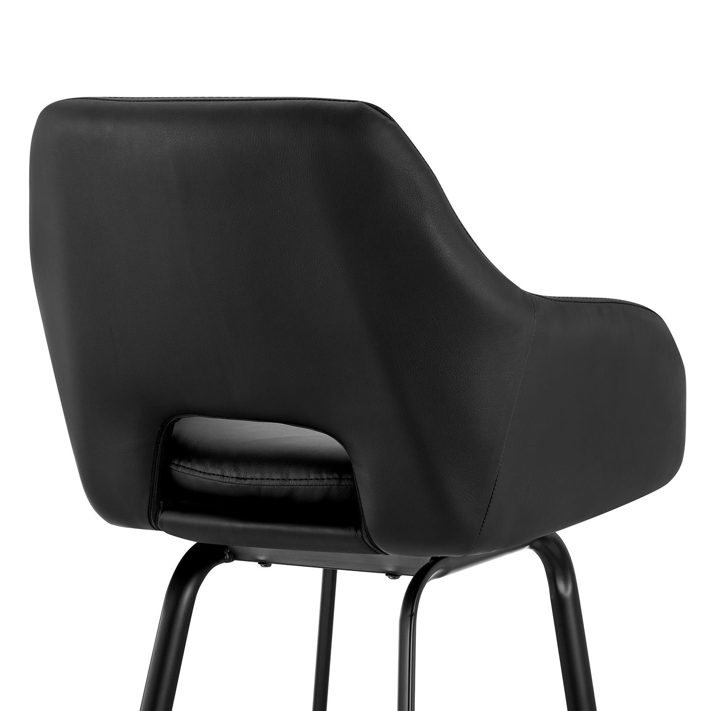 30" Black on Black Faux Leather Comfy Swivel Bar Stool By Homeroots | Bar Stools | Modishstore - 8