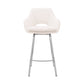 30" White Faux Leather and Stainless Steel Bar Stool By Homeroots | Bar Stools | Modishstore - 3
