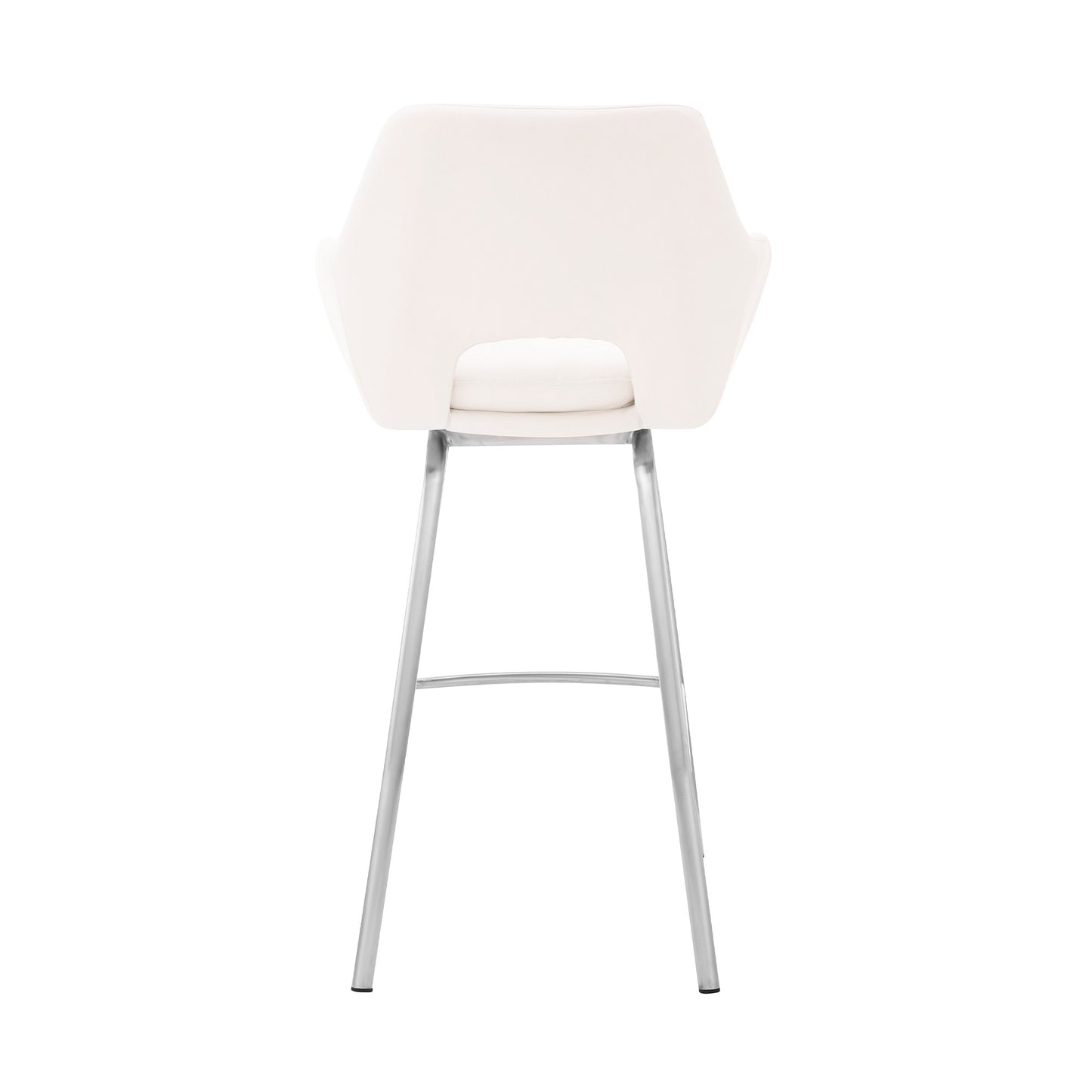 30" White Faux Leather and Stainless Steel Bar Stool By Homeroots