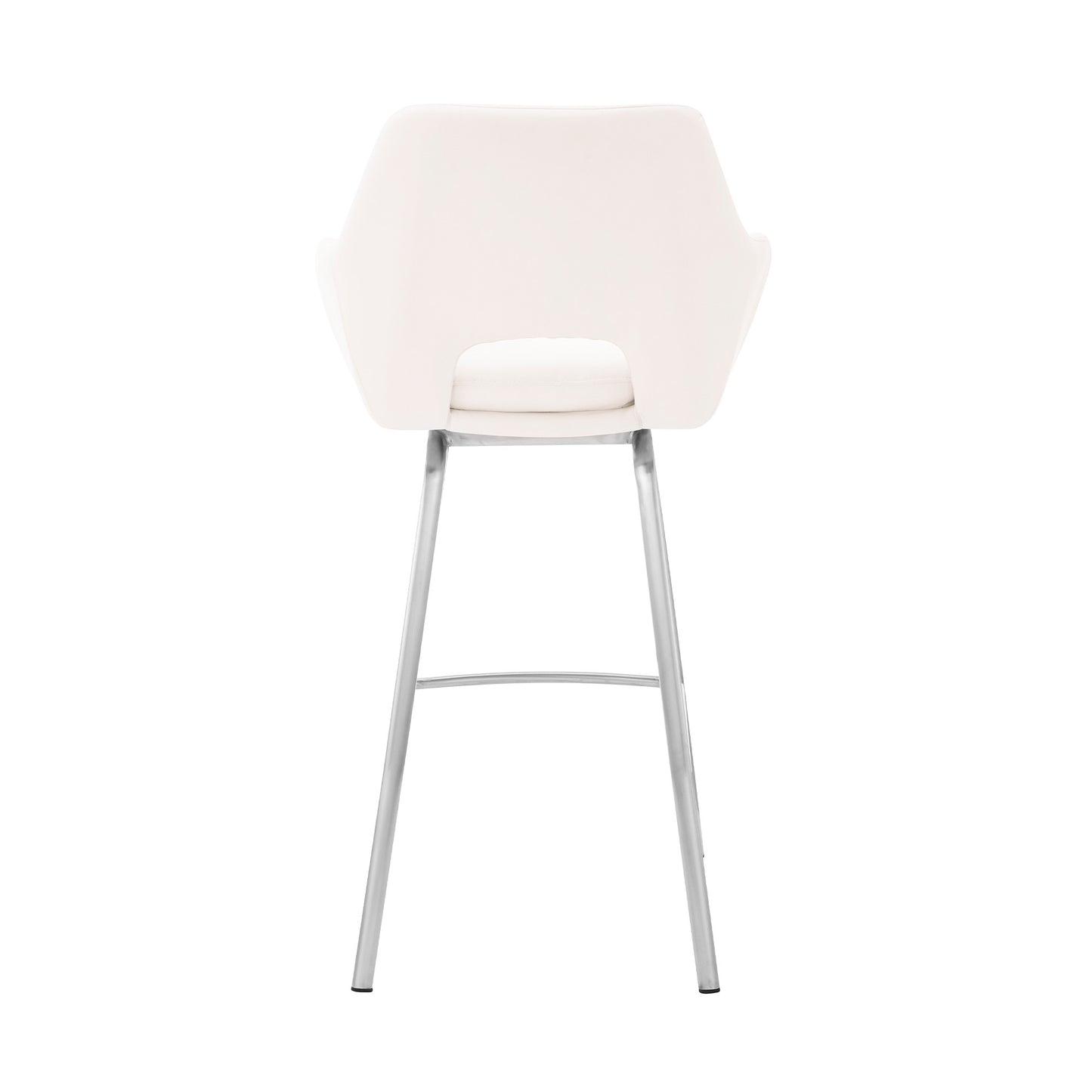 30" White Faux Leather and Stainless Steel Bar Stool By Homeroots | Bar Stools | Modishstore - 6