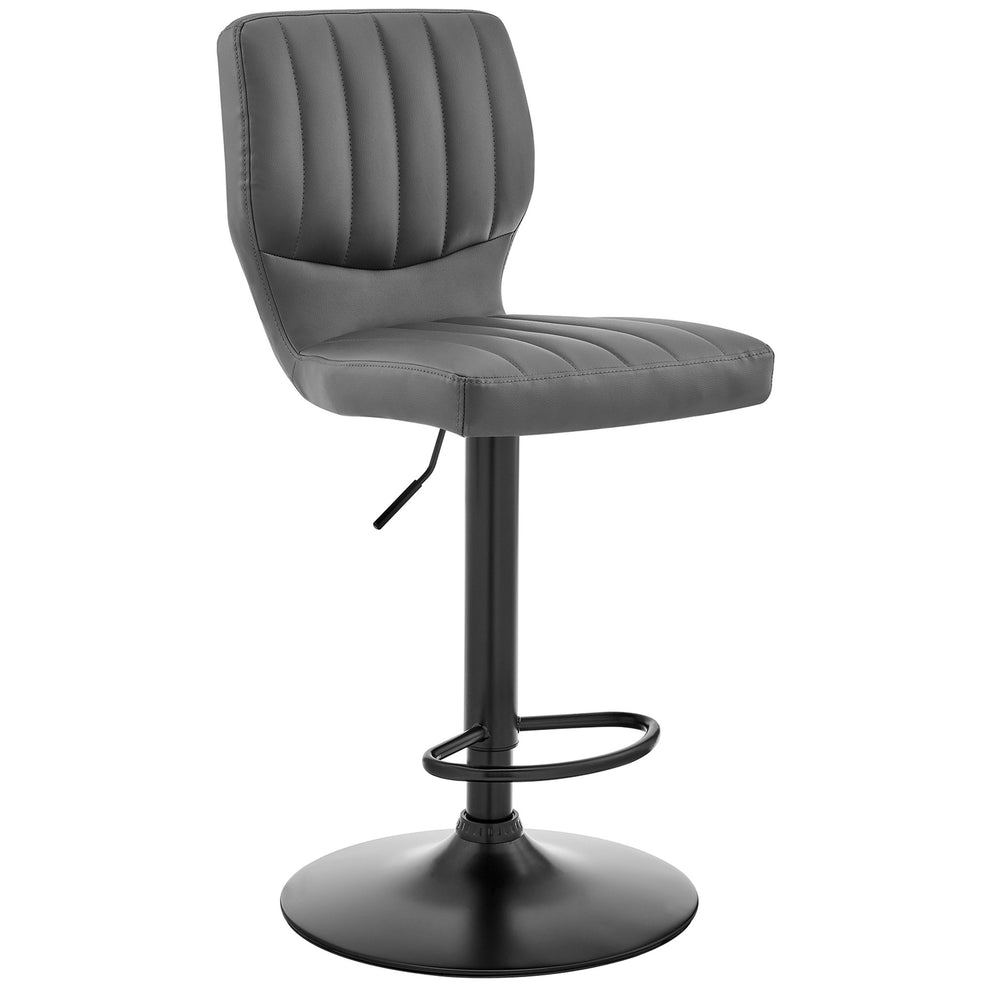 Gray Faux Leather Textured Adjustable Bar Stool By Homeroots | Bar Stools | Modishstore - 2