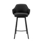 30" Black Faux Leather and Black Metal Swivel Bar Stool By Homeroots