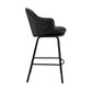 30" Black Faux Leather and Black Metal Swivel Bar Stool By Homeroots