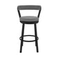 26" Chic Grey Faux Leather with Black Finish Swivel Bar Stool By Homeroots