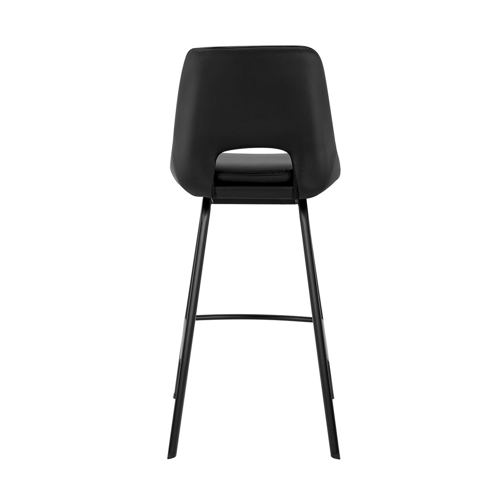 26" Elegant Black Faux Leather and Black Metal Armless Swivel Counter Stool By Homeroots | Bar Stools | Modishstore - 6