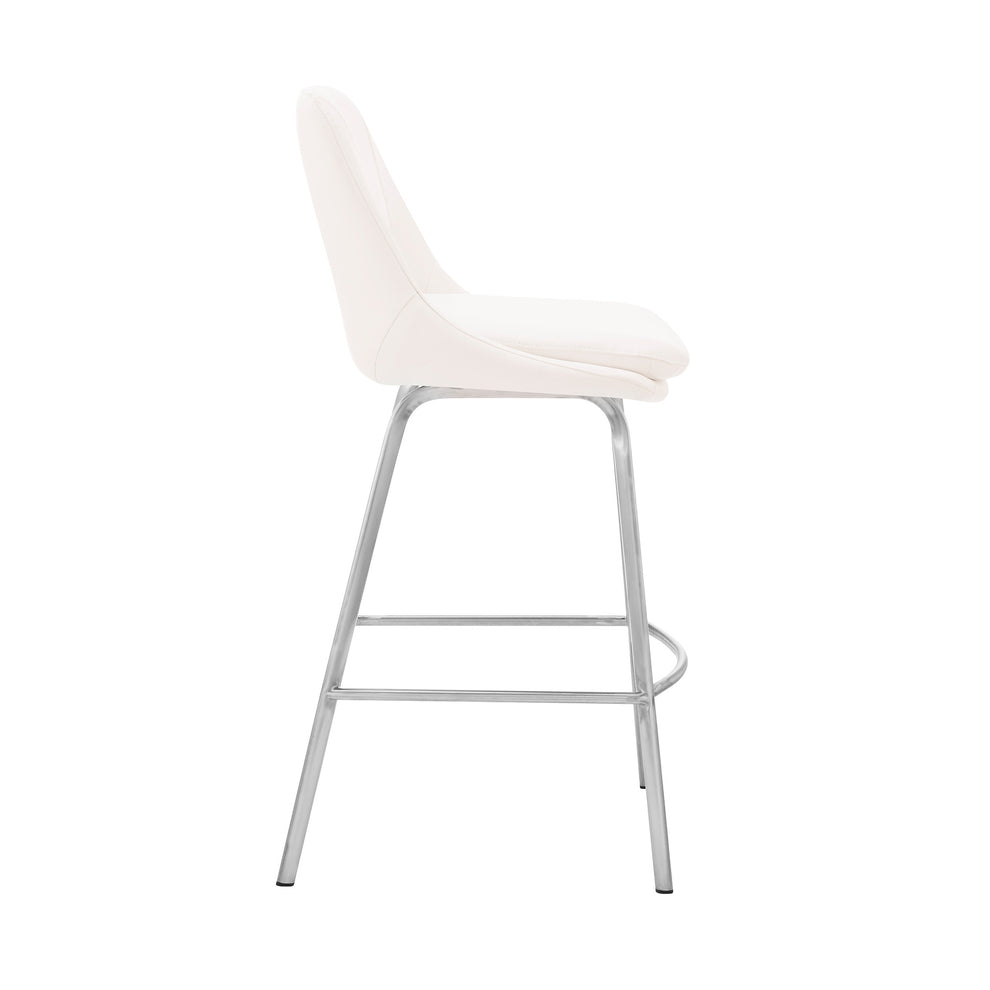 30" Elegant Grey Faux Leather Bar Stool with Stainless Steel Frame By Homeroots | Bar Stools | Modishstore - 4