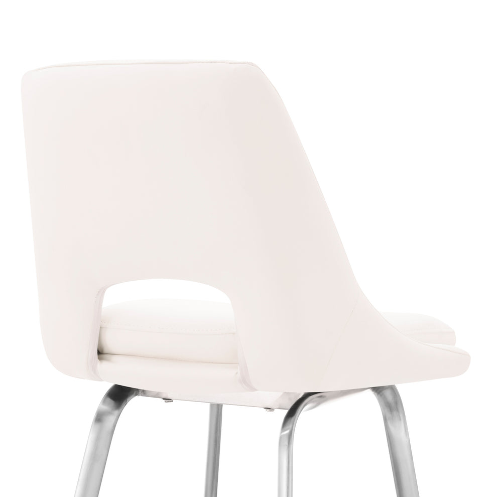 30" Elegant Grey Faux Leather Bar Stool with Stainless Steel Frame By Homeroots | Bar Stools | Modishstore - 8
