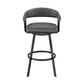 26" Mod Grey Faux Leather Black Finish Swivel Bar Stool By Homeroots | Bar Stools | Modishstore - 3